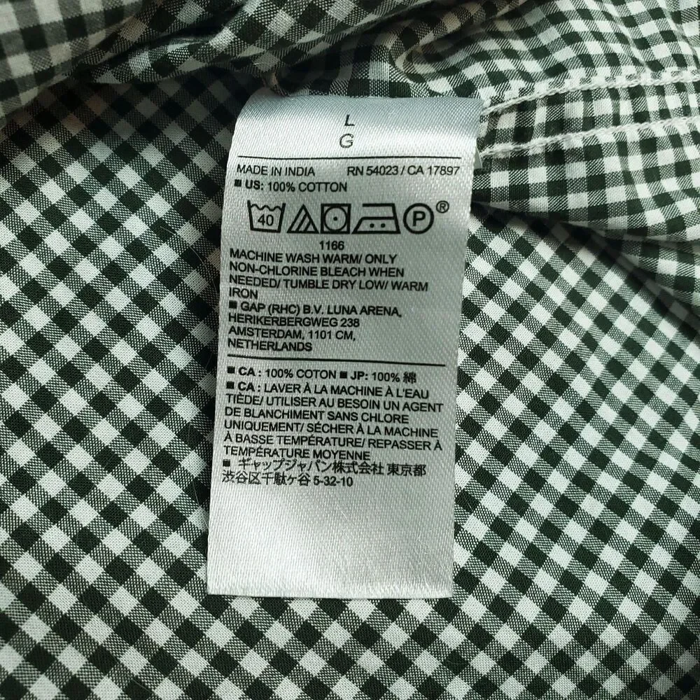 Banana Republic Shirt Mens Large Gray Check Untucked Fit Button Down Casual